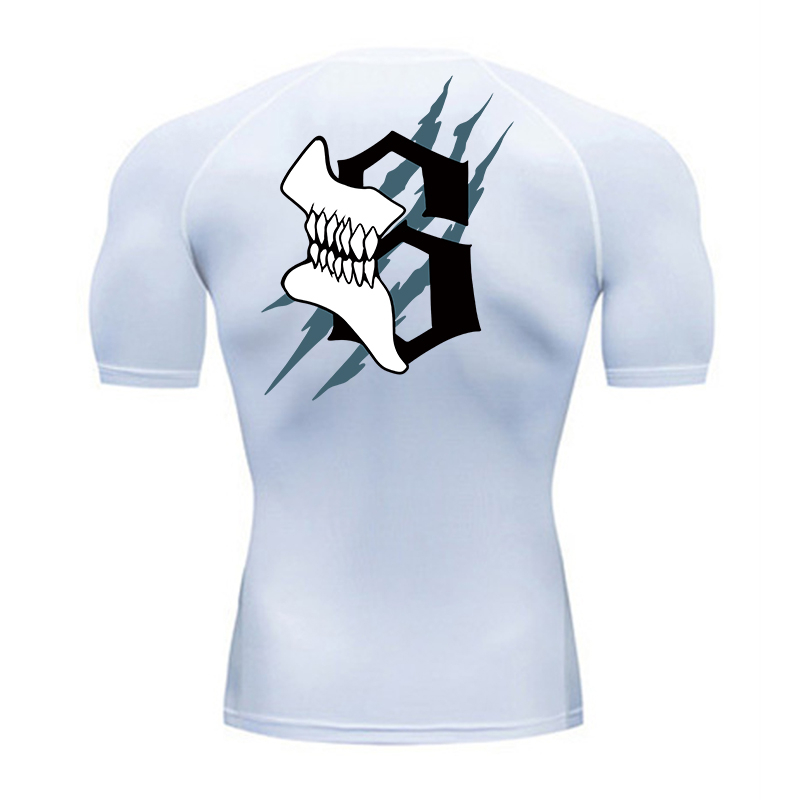 T Shirt Dry Fit - Skull Number Print Short Sleeve Compression